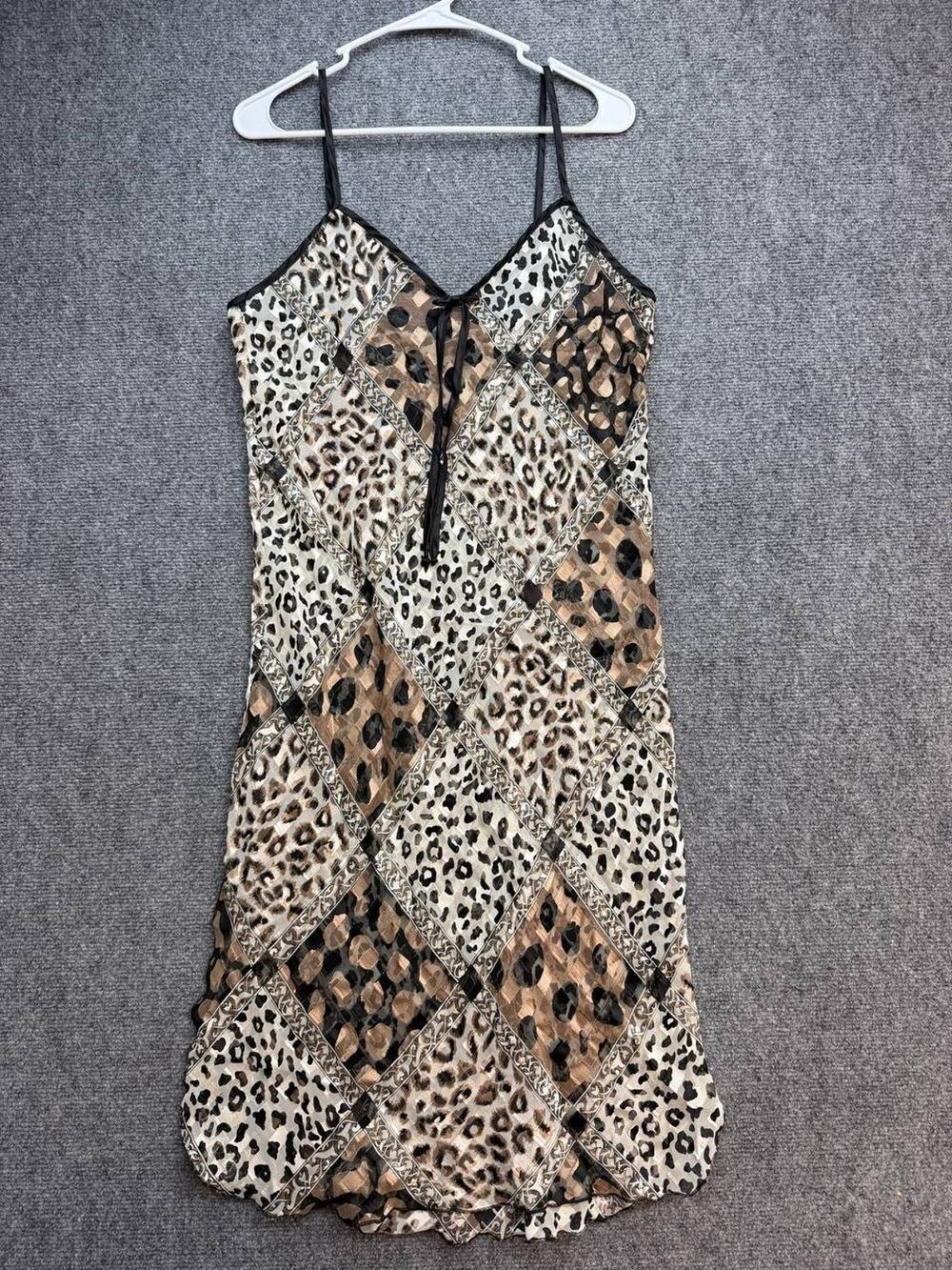 Petra Fashions Women's Leopard Print Chemise Nightgown L USA Sleeveless 40"